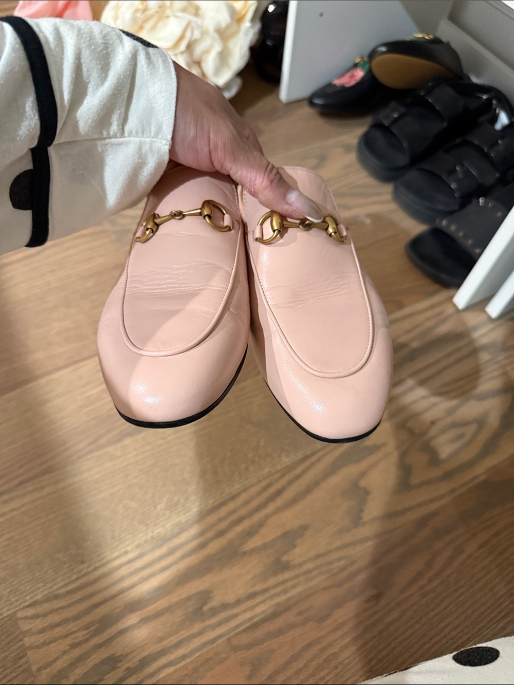 Gucci Pale Pink Leather Horsebit Mule Slides - Picture 5 of 5